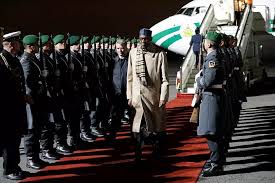 *Buhari on arrival in Berlin, Germany, Thursday.