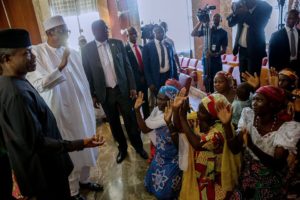Some Chibok girls parents praising President Buhari.