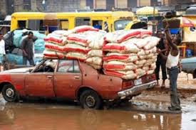 *A kind of rice smuggling activity across Nigeria borders.